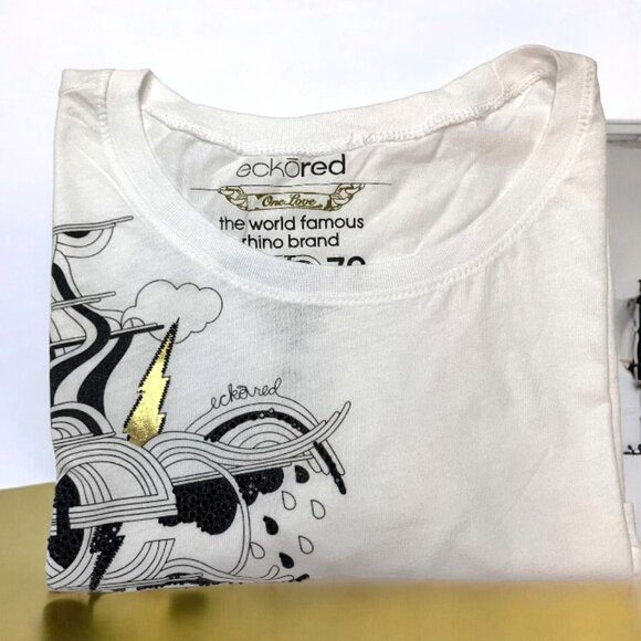 Retro Ecko Red White Gold Graphic Cap Sleeve Tee Shirt NWOT - Picture 5 of 7